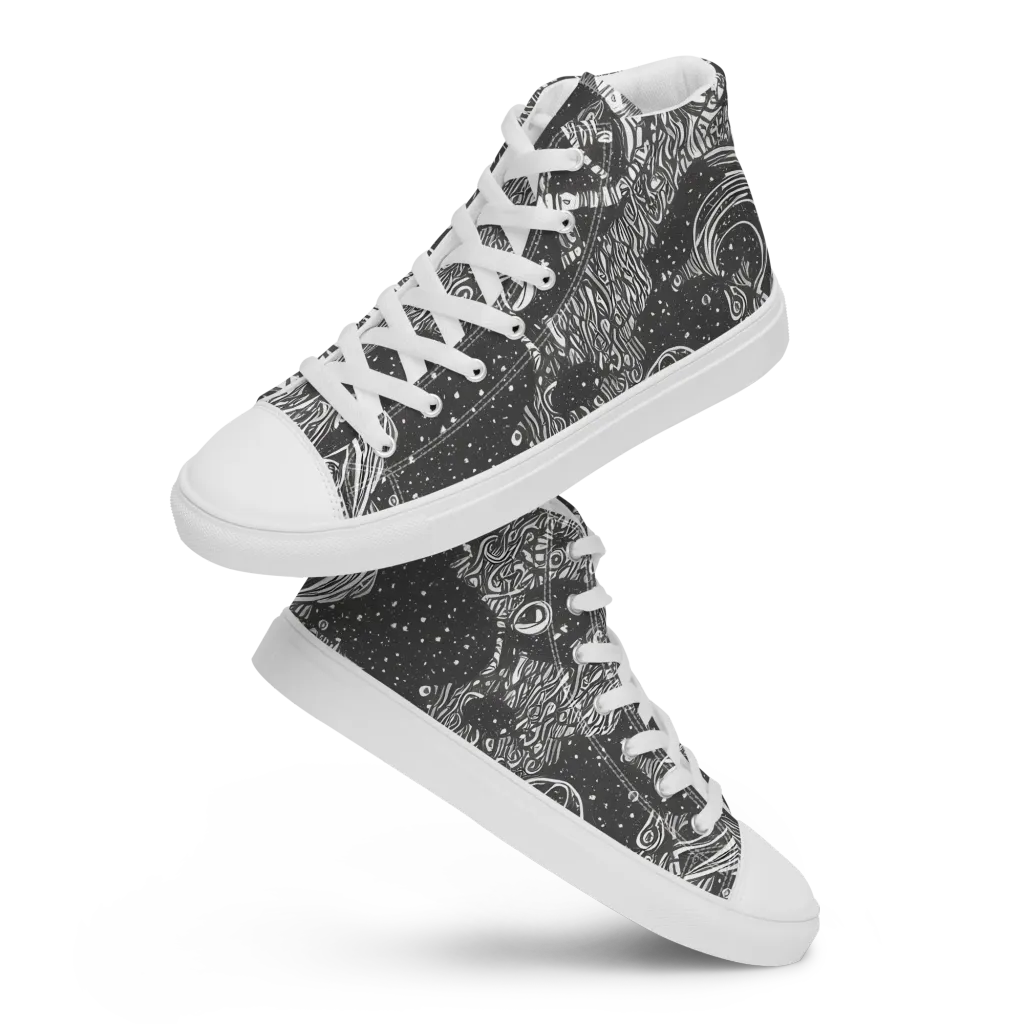 Shadow Reverie on Women's High Top Canvas Shoes — Front