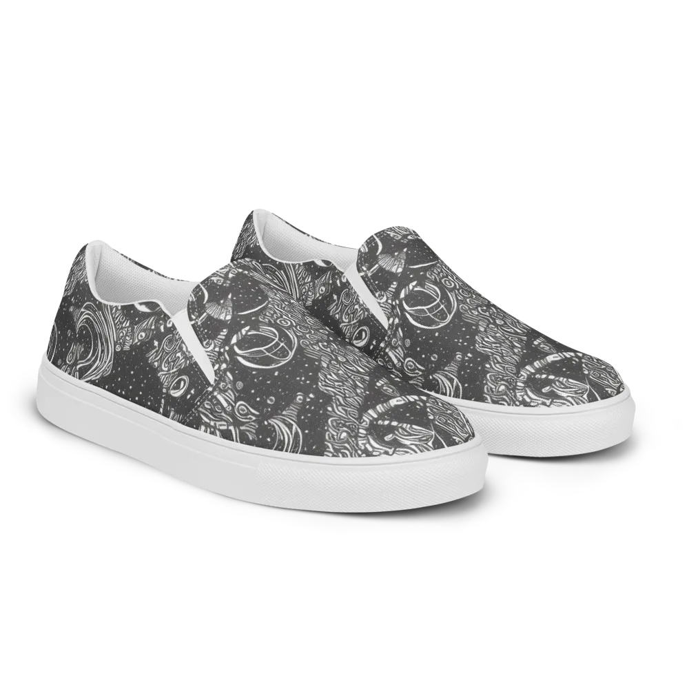 Shadow Reverie on Men's Slip-On Canvas Shoes — Right Front