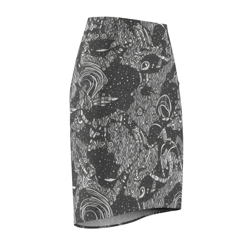 Shadow Reverie on Pencil Skirt — Front Side