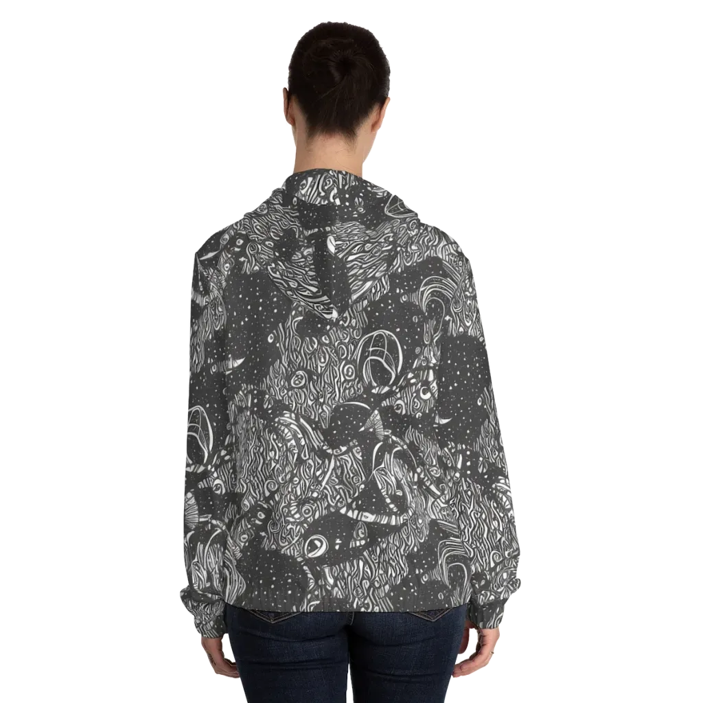 Shadow Reverie on Women's Full-Zip Hoodie — Back On Person