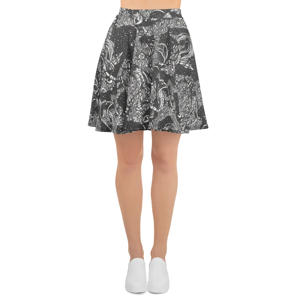 Shadow Reverie on Skater Skirt — Front