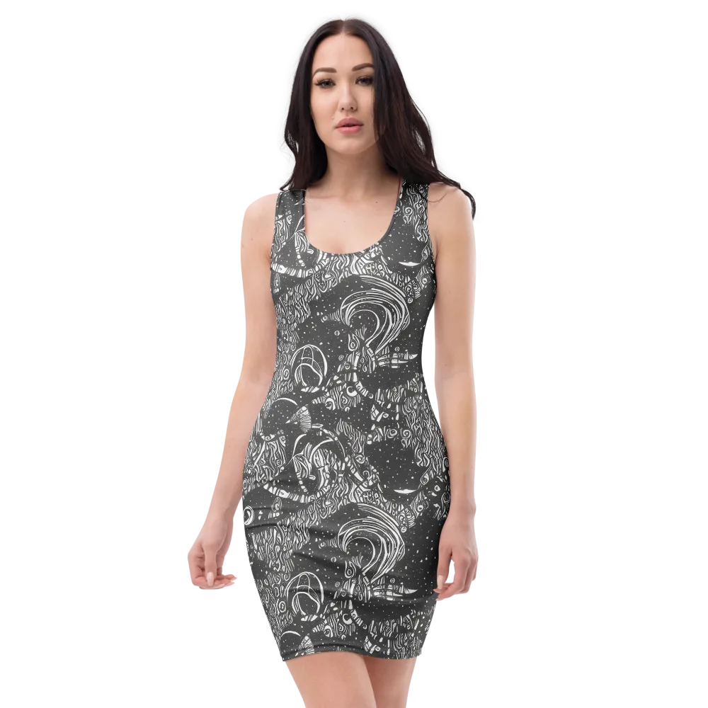 Shadow Reverie on Bodycon Dress — Front