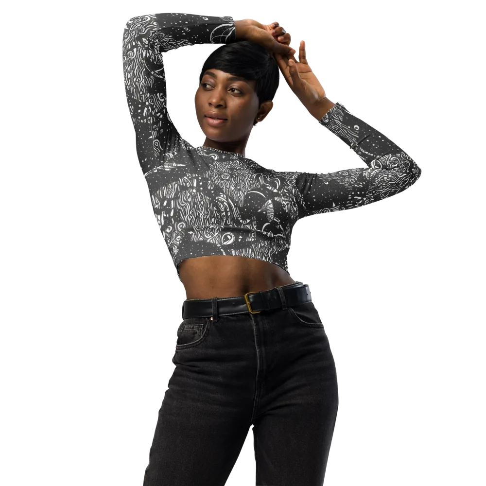 Shadow Reverie on Long Sleeve Crop Top — Front