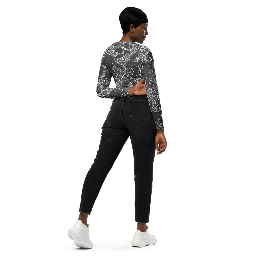 Shadow Reverie on Long Sleeve Crop Top — Right Back