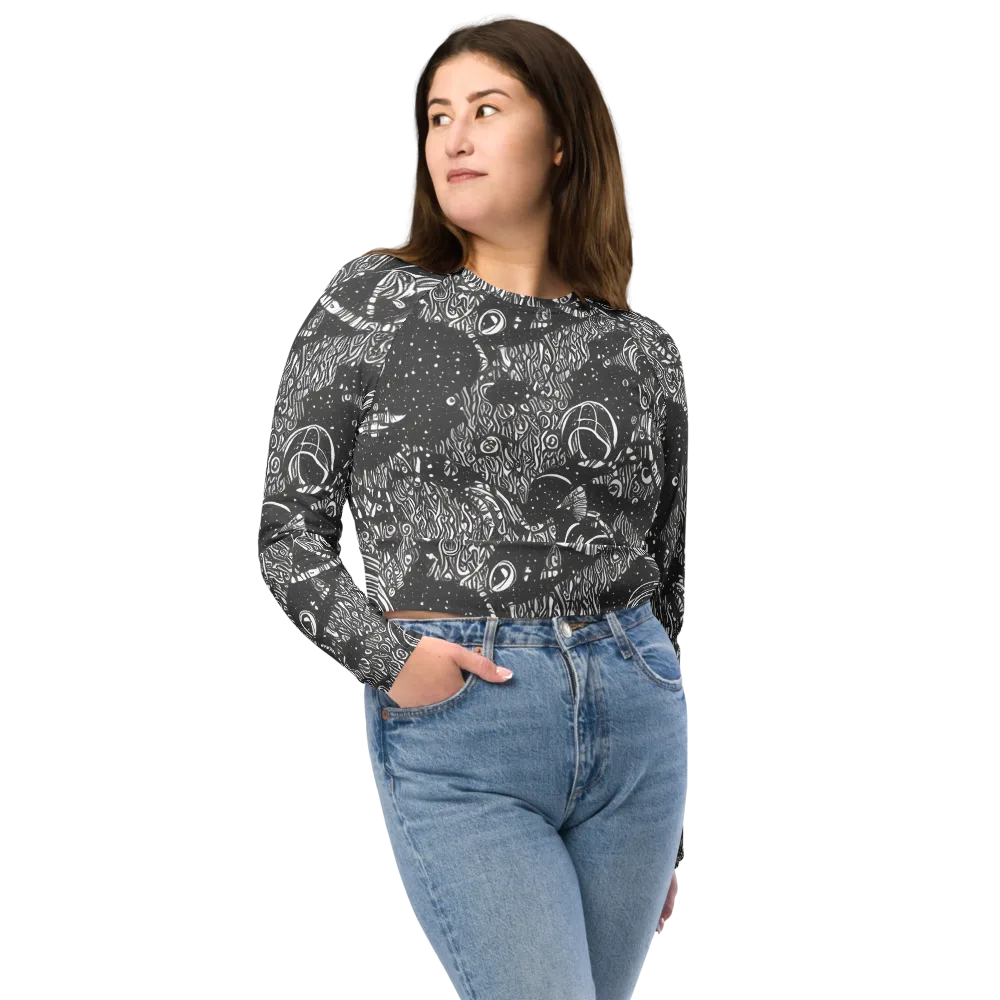 Shadow Reverie on Long Sleeve Crop Top — Front