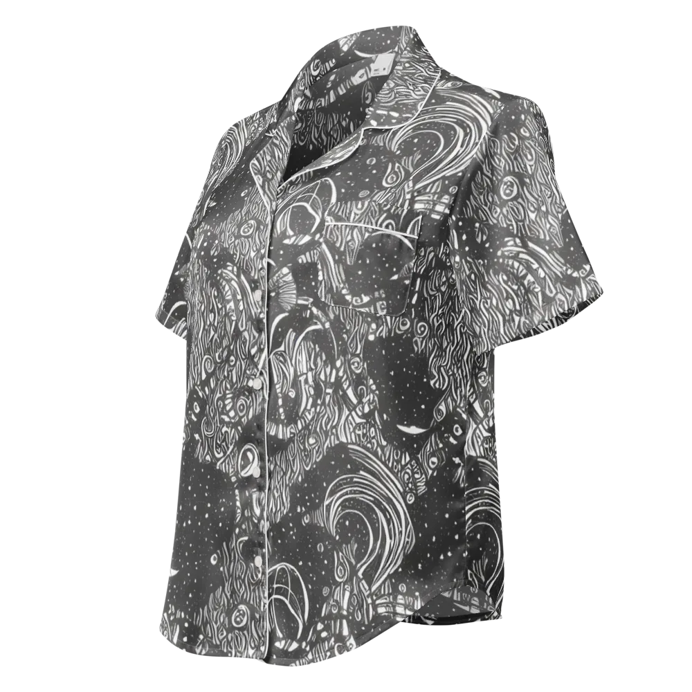 Shadow Reverie on Women's Short Sleeve Pajama Top — Left Front