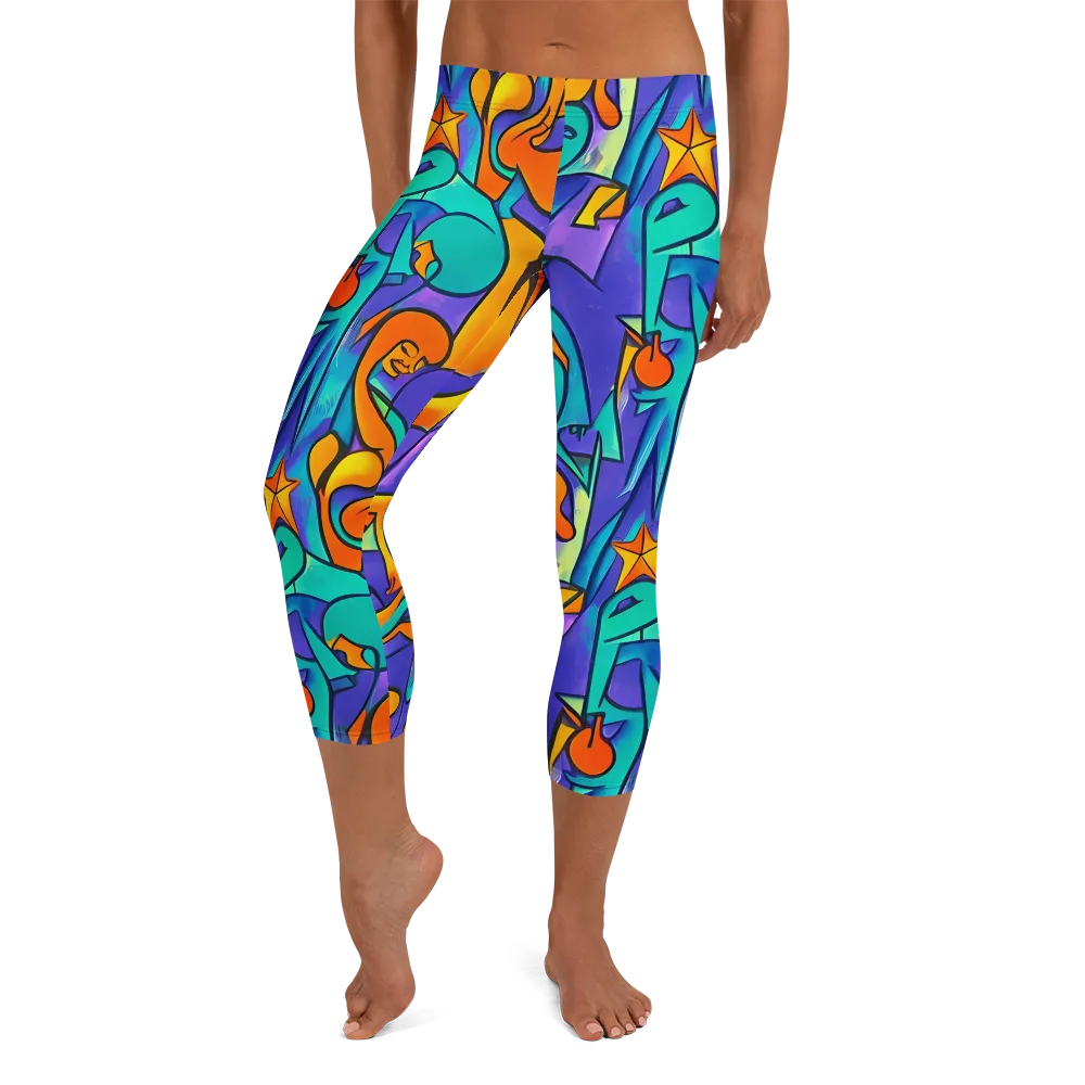 Surreal Movements on Capri Leggings — Front