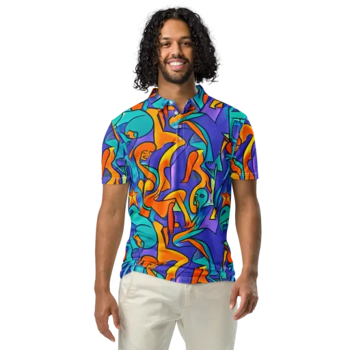 Surreal Movements on a Men's Slim Fit Polo Shirt