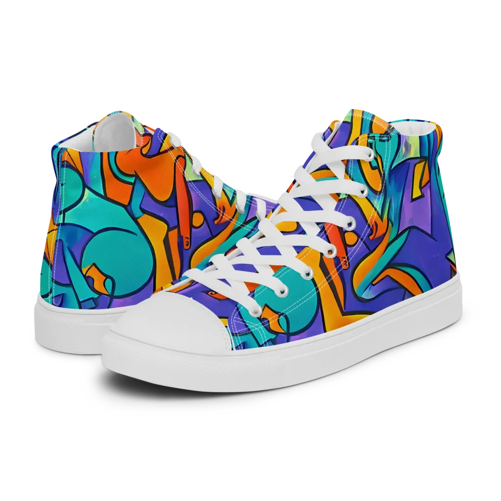 Surreal Movements on Men's High Top Canvas Shoes — Left