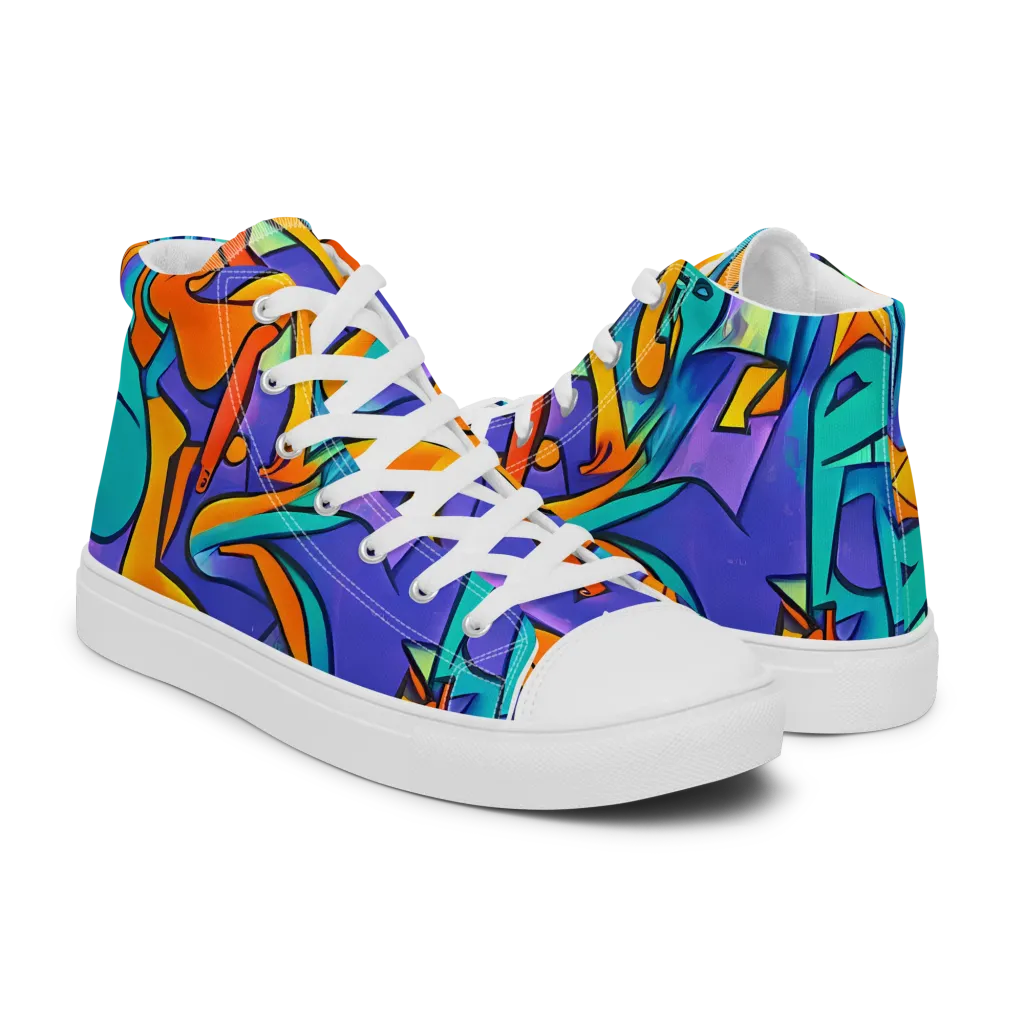 Surreal Movements on Men's High Top Canvas Shoes — Right