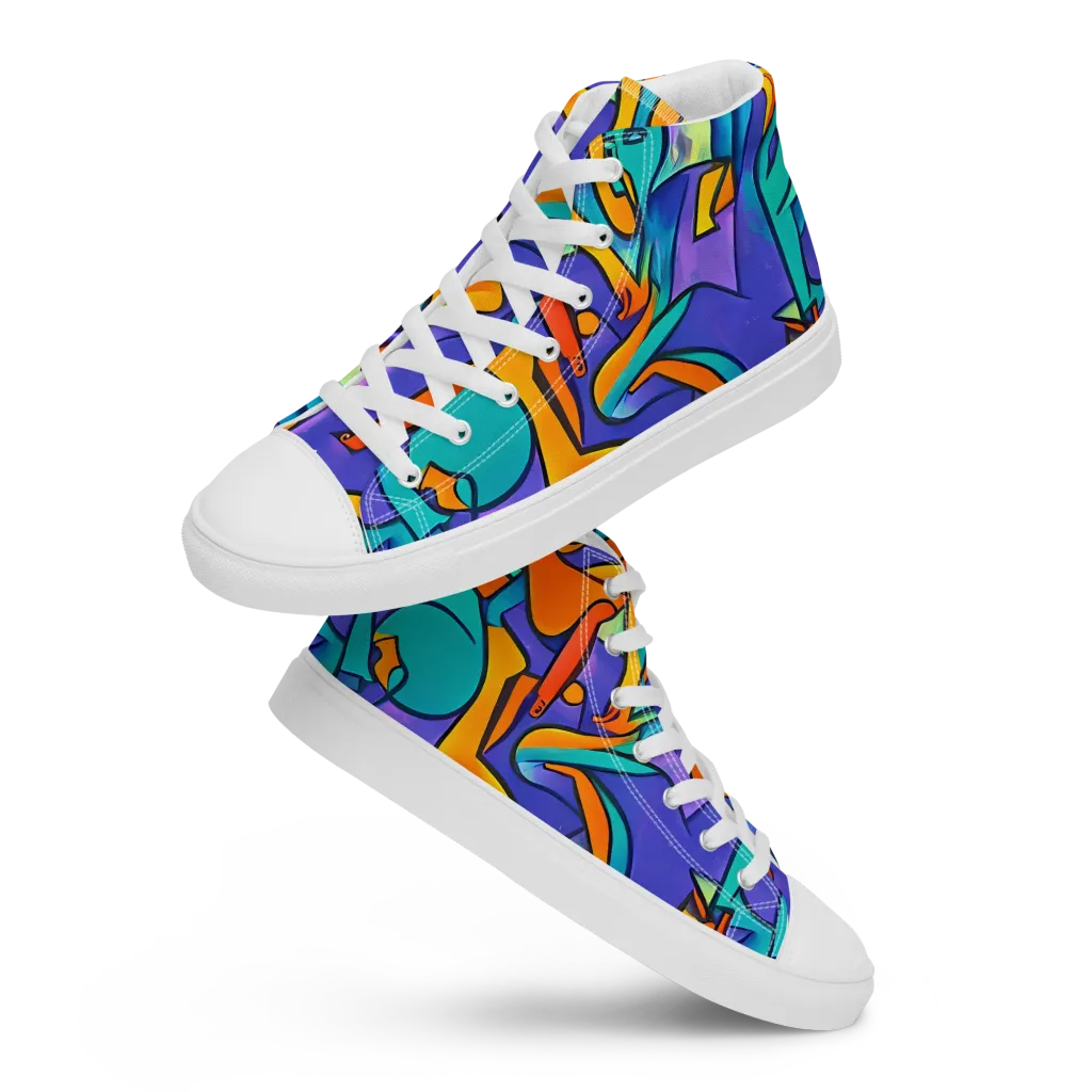 Surreal Movements on Men's High Top Canvas Shoes — Front