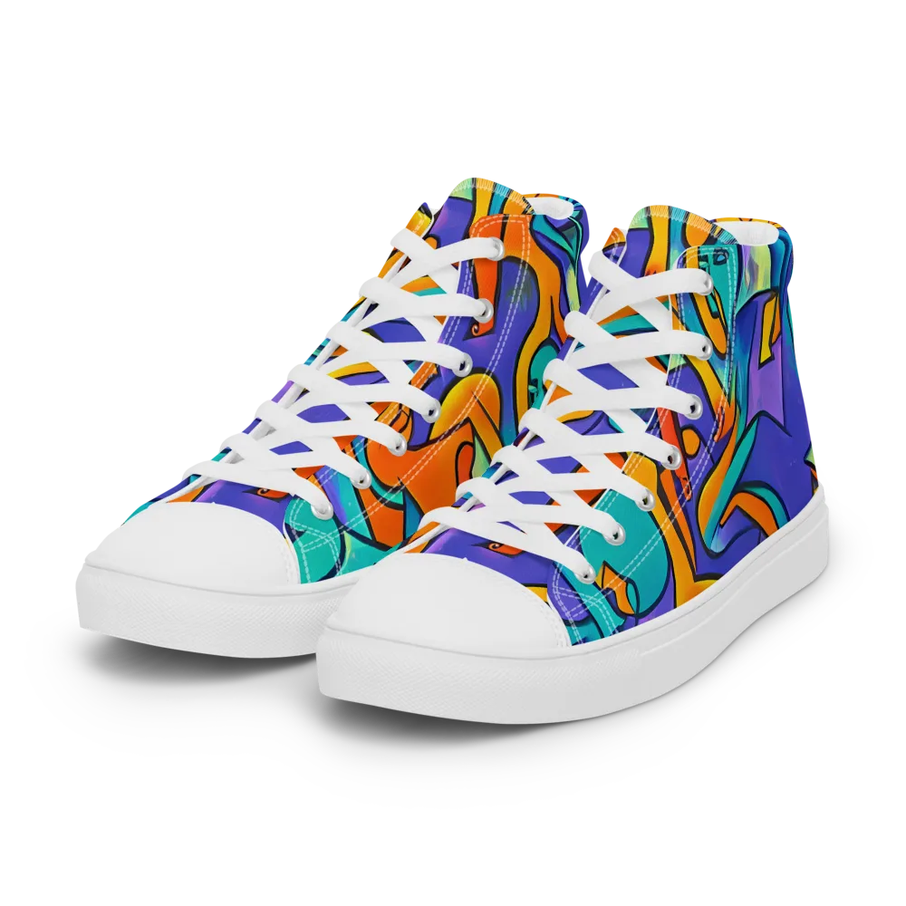 Surreal Movements on Women's High Top Canvas Shoes — Left Front