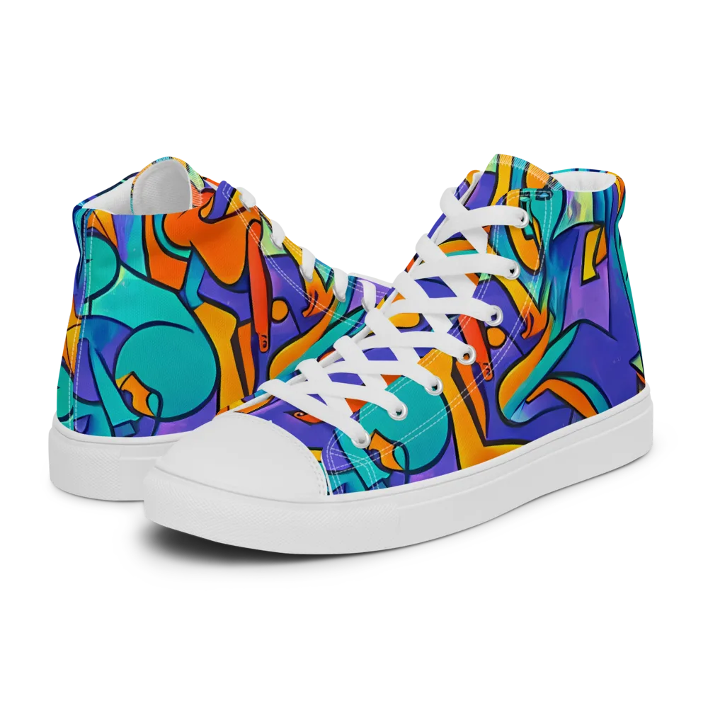Surreal Movements on Women's High Top Canvas Shoes — Left