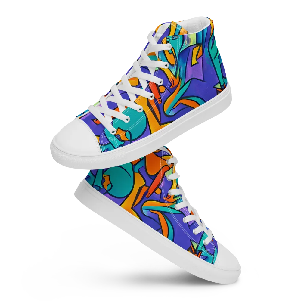 Surreal Movements on Women's High Top Canvas Shoes — Front