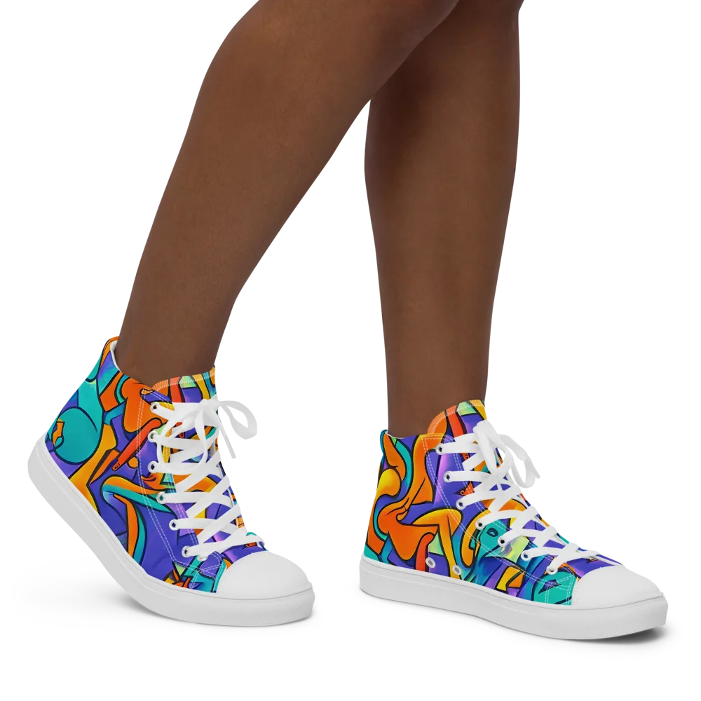 Surreal Movements on Women's High Top Canvas Shoes — Right