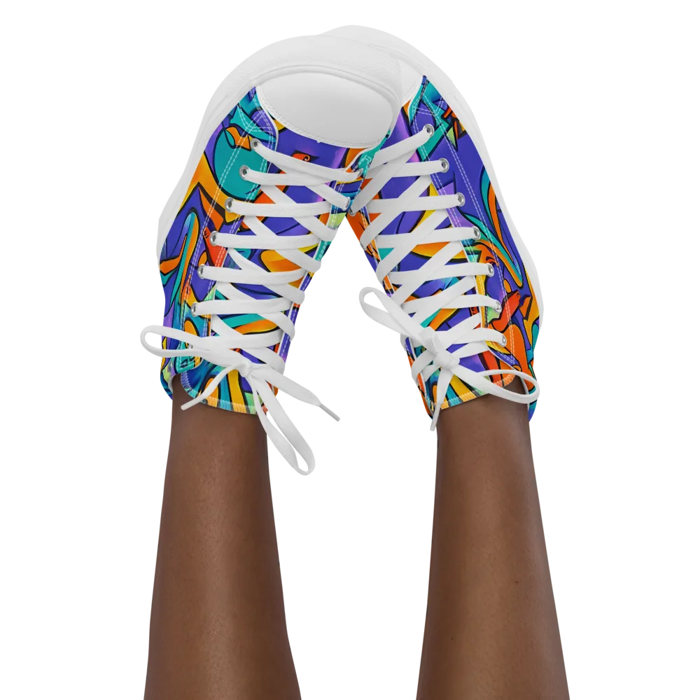 Surreal Movements on Women's High Top Canvas Shoes — Front
