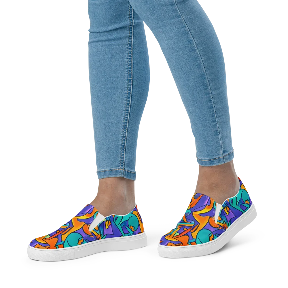 Surreal Movements on Women's Slip-On Canvas Shoes — Front