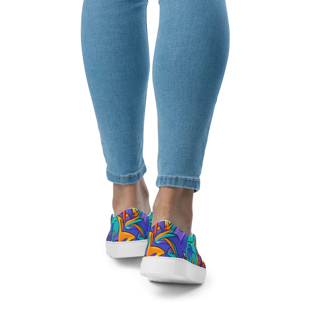 Surreal Movements on Women's Slip-On Canvas Shoes — Back