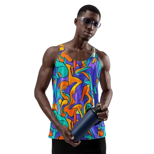 Surreal Movements on a Men's Tank Top