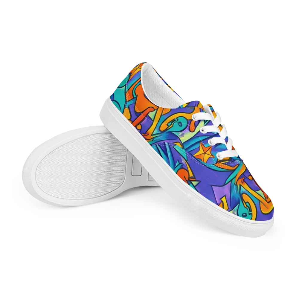 Surreal Movements on Men's Lace-Up Canvas Shoes — Right Front