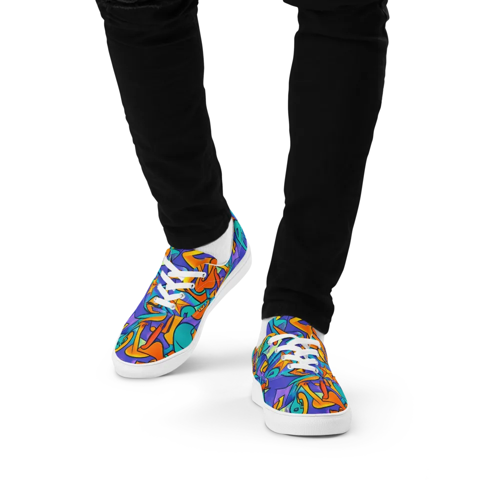 Surreal Movements on Men's Lace-Up Canvas Shoes — Front