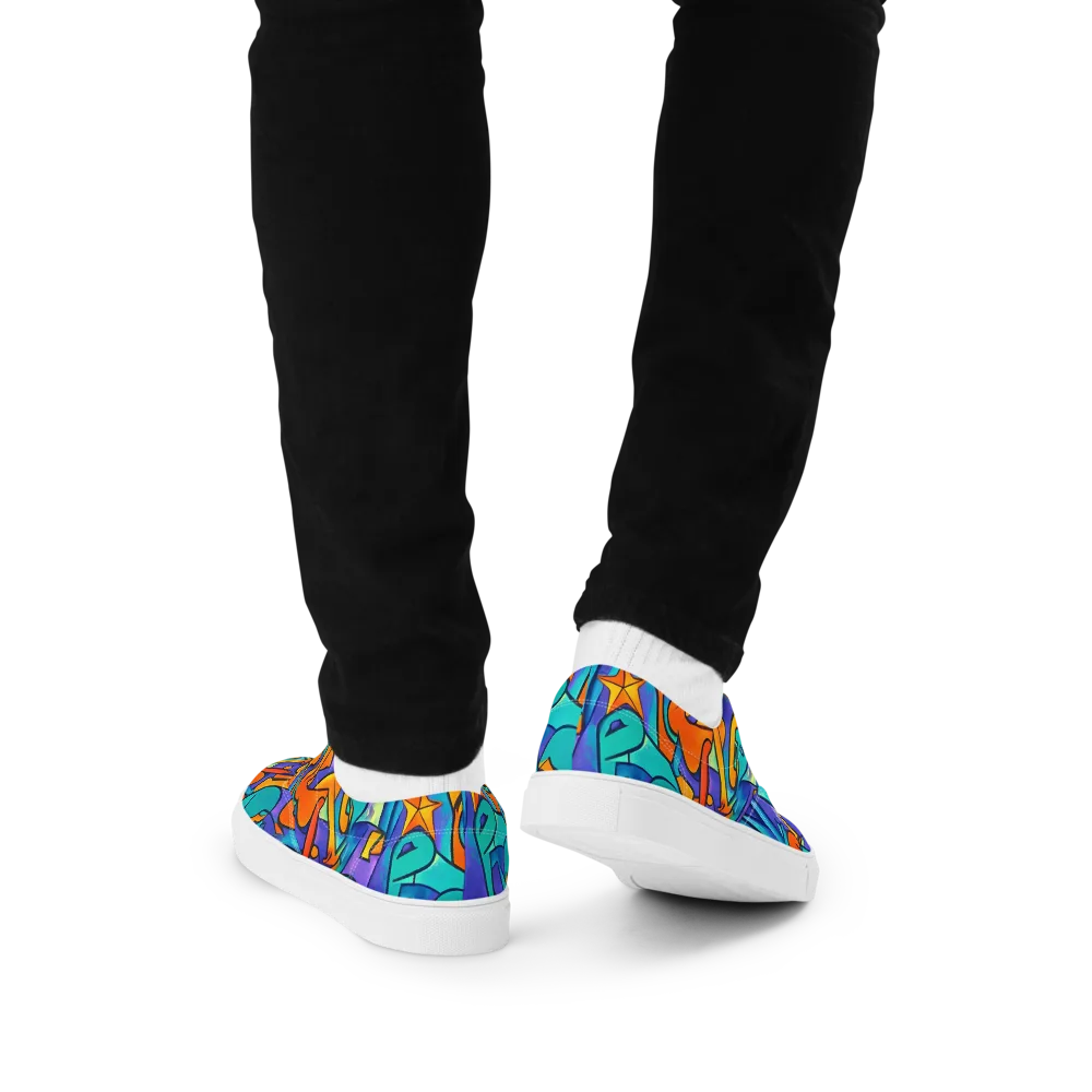 Surreal Movements on Men's Lace-Up Canvas Shoes — Back