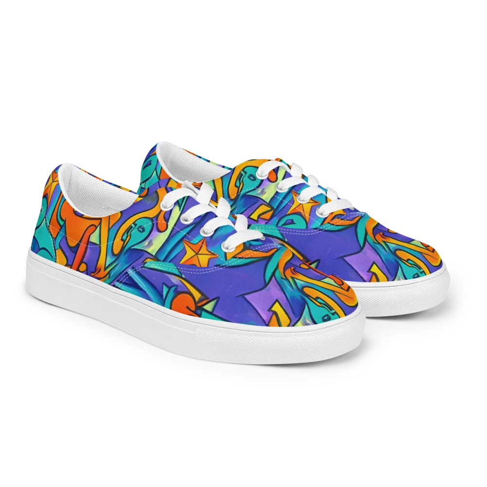 Surreal Movements on Men's Lace-Up Canvas Shoes — Right Front