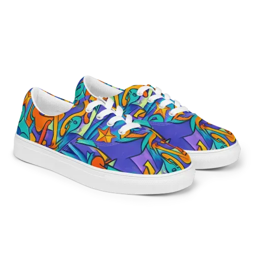 Surreal Movements on a Men's Lace-Up Canvas Shoes