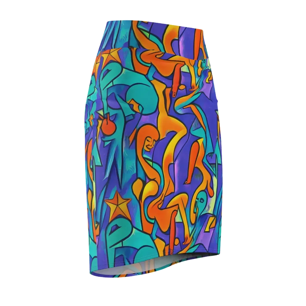 Surreal Movements on Pencil Skirt — Front Side