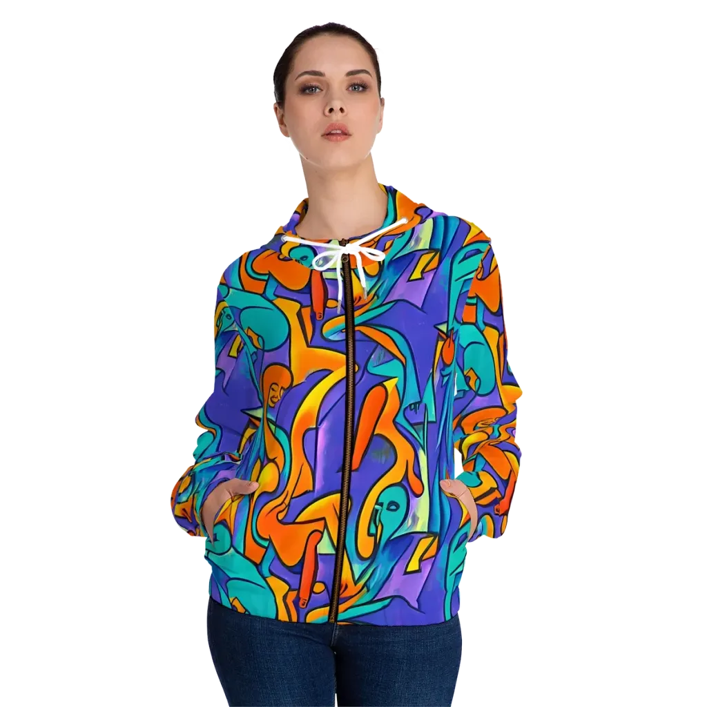 Surreal Movements on Women's Full-Zip Hoodie — Front On Person