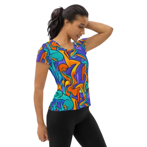 Surreal Movements on a Women's Athletic T-Shirt