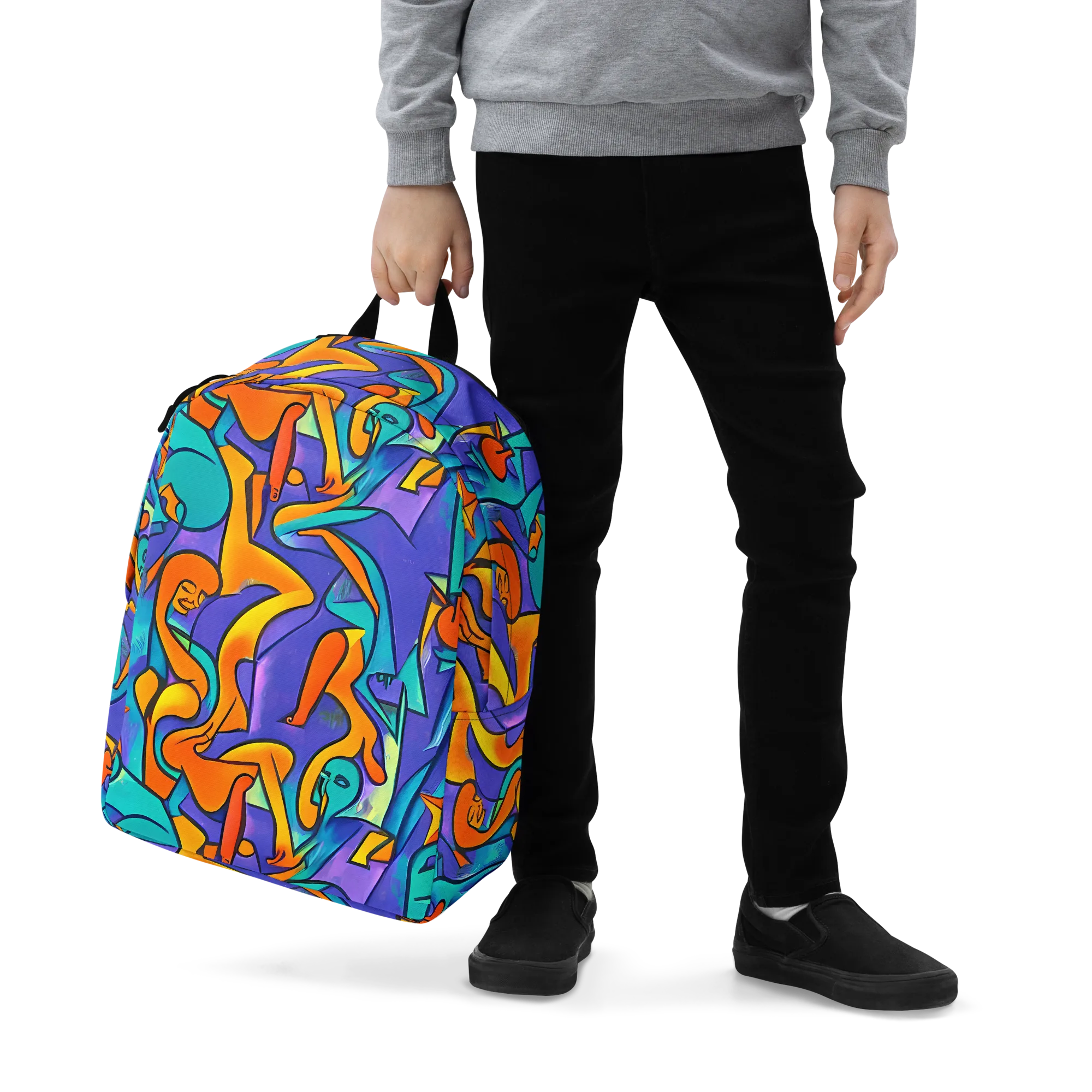 Surreal Movements on Minimalist Backpack — Zoomed-in