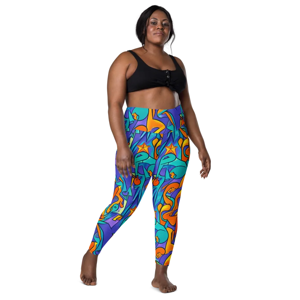 Surreal Movements on Leggings with Pockets — Front