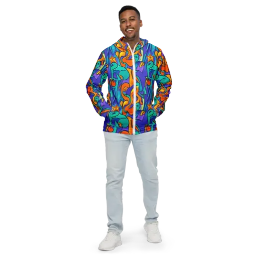 Surreal Movements on a Men's Windbreaker