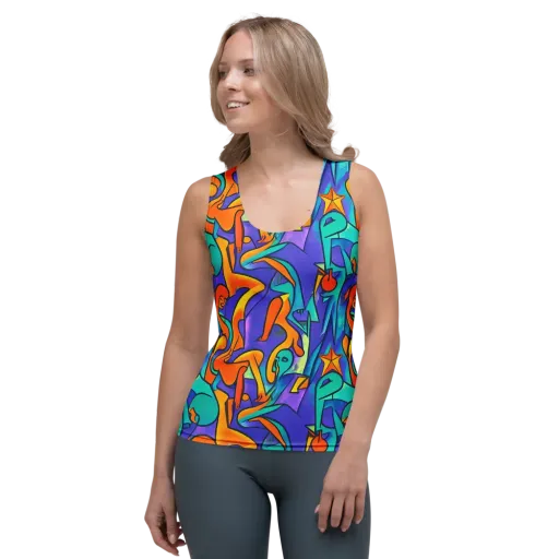 Surreal Movements on a Women's Tank Top