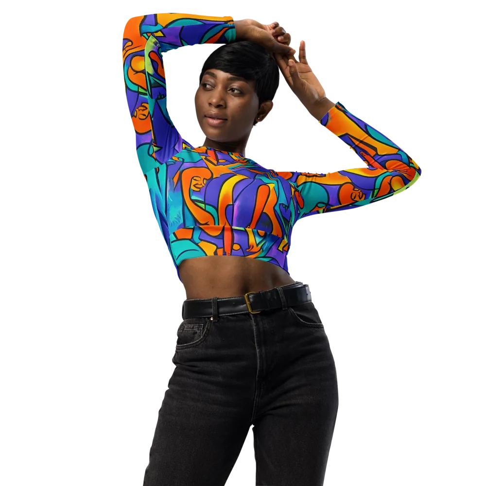 Surreal Movements on Long Sleeve Crop Top — Front