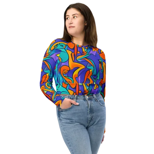 Surreal Movements on a Long Sleeve Crop Top