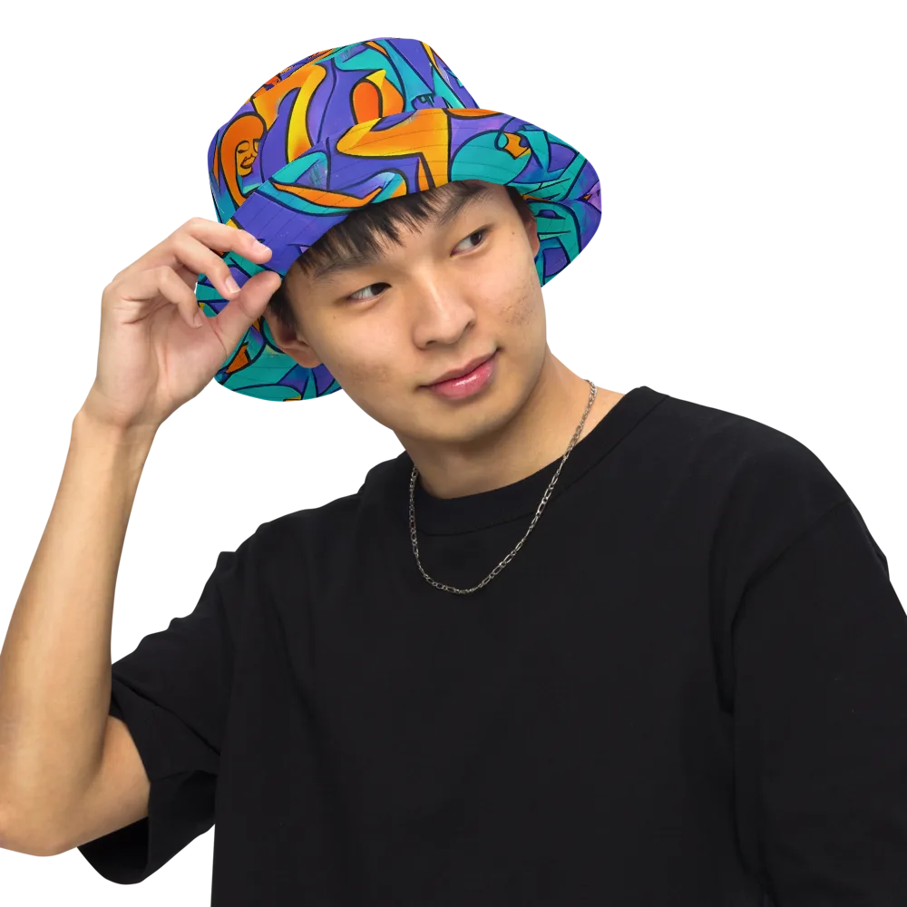 Surreal Movements on Reversible Bucket Hat — Front Inside