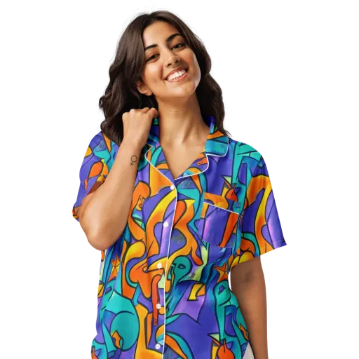Surreal Movements on a Women's Short Sleeve Pajama Top