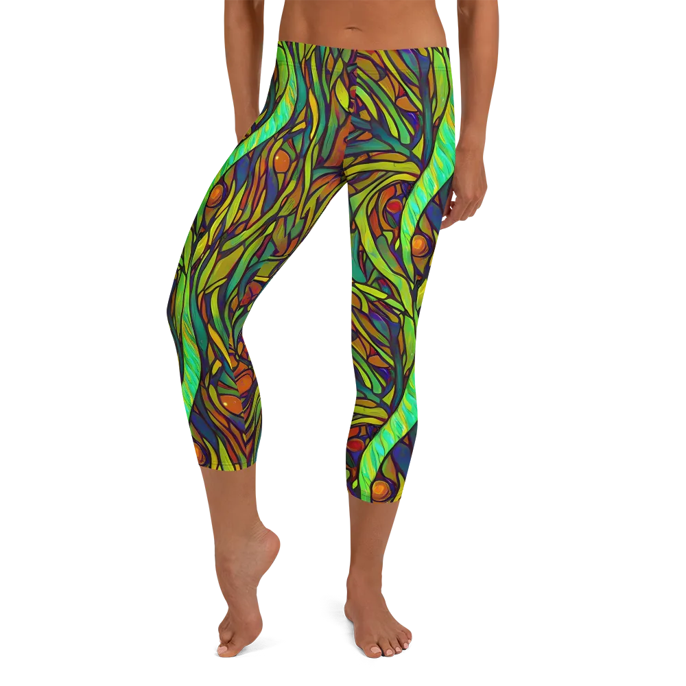 Cosmic Garden on Capri Leggings — Front