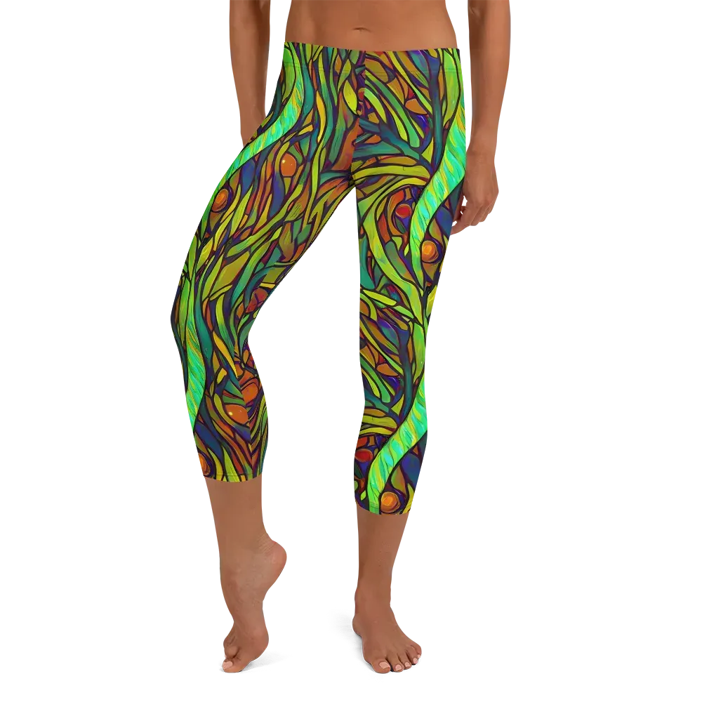 Cosmic Garden on Capri Leggings — Front
