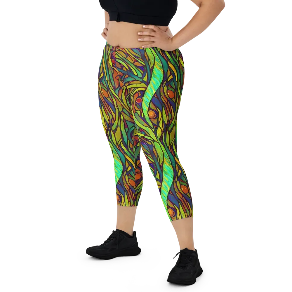 Cosmic Garden on Capri Leggings — Front