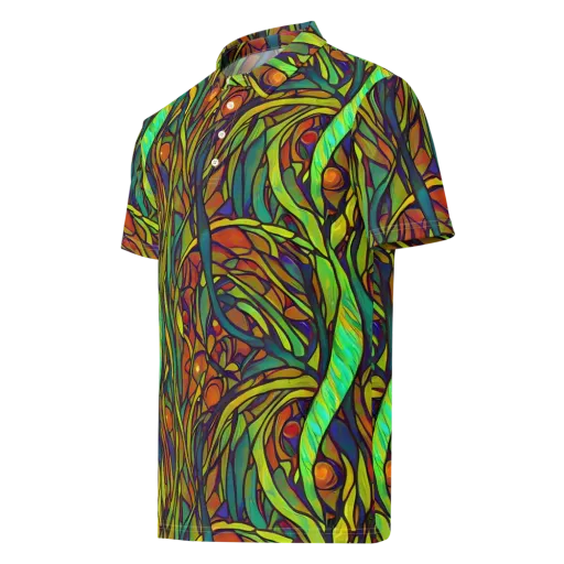 Cosmic Garden on a Men's Slim Fit Polo Shirt