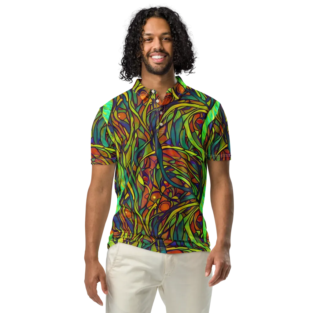 Cosmic Garden on Men's Slim Fit Polo Shirt — Front