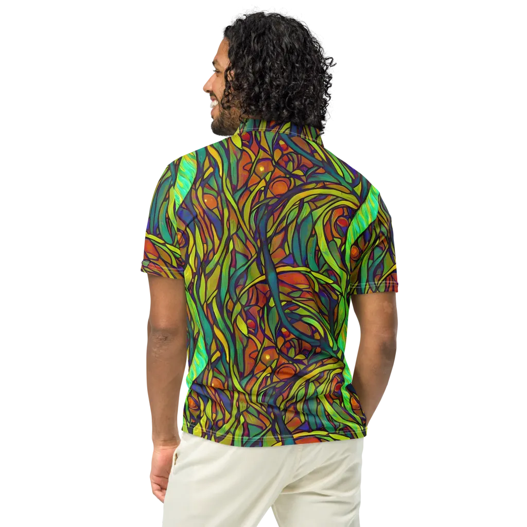 Cosmic Garden on Men's Slim Fit Polo Shirt — Back