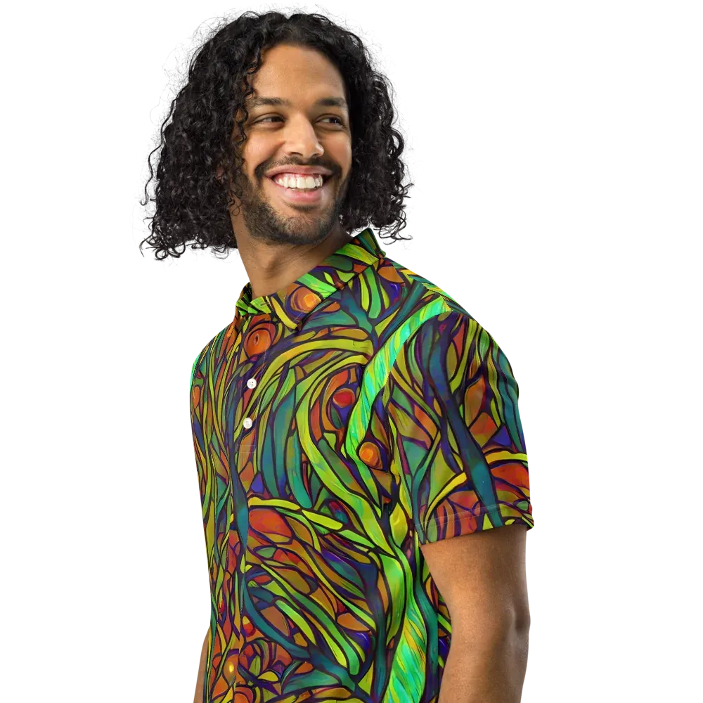 Cosmic Garden on Men's Slim Fit Polo Shirt — Left Front