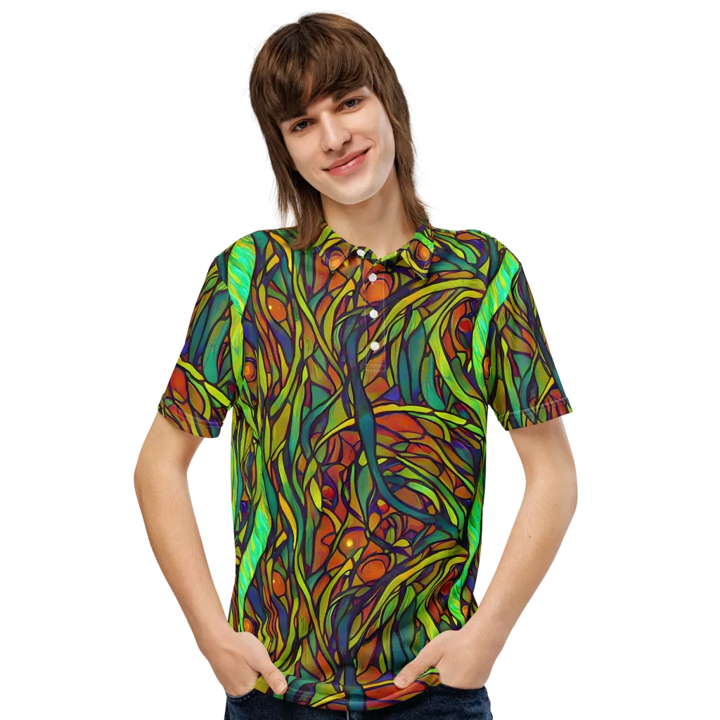 Cosmic Garden on Men's Slim Fit Polo Shirt — Front