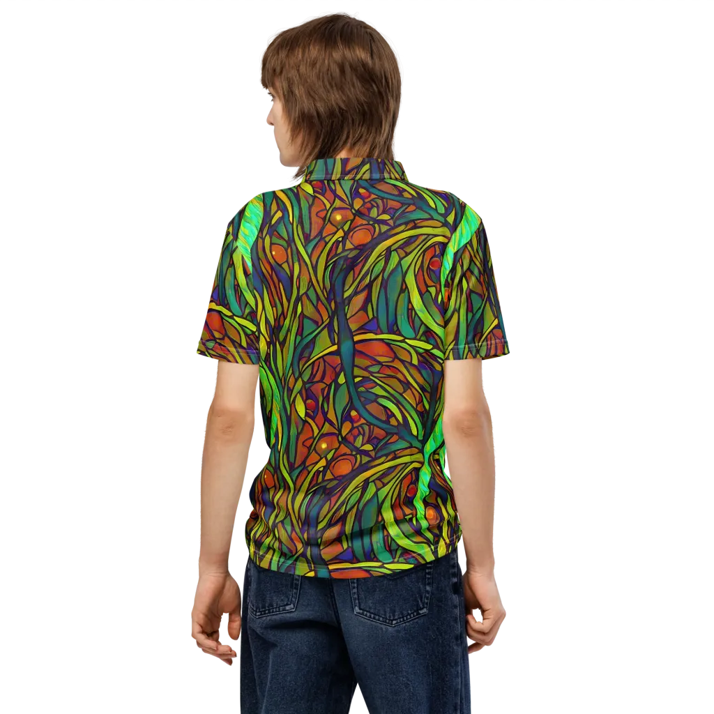 Cosmic Garden on Men's Slim Fit Polo Shirt — Back