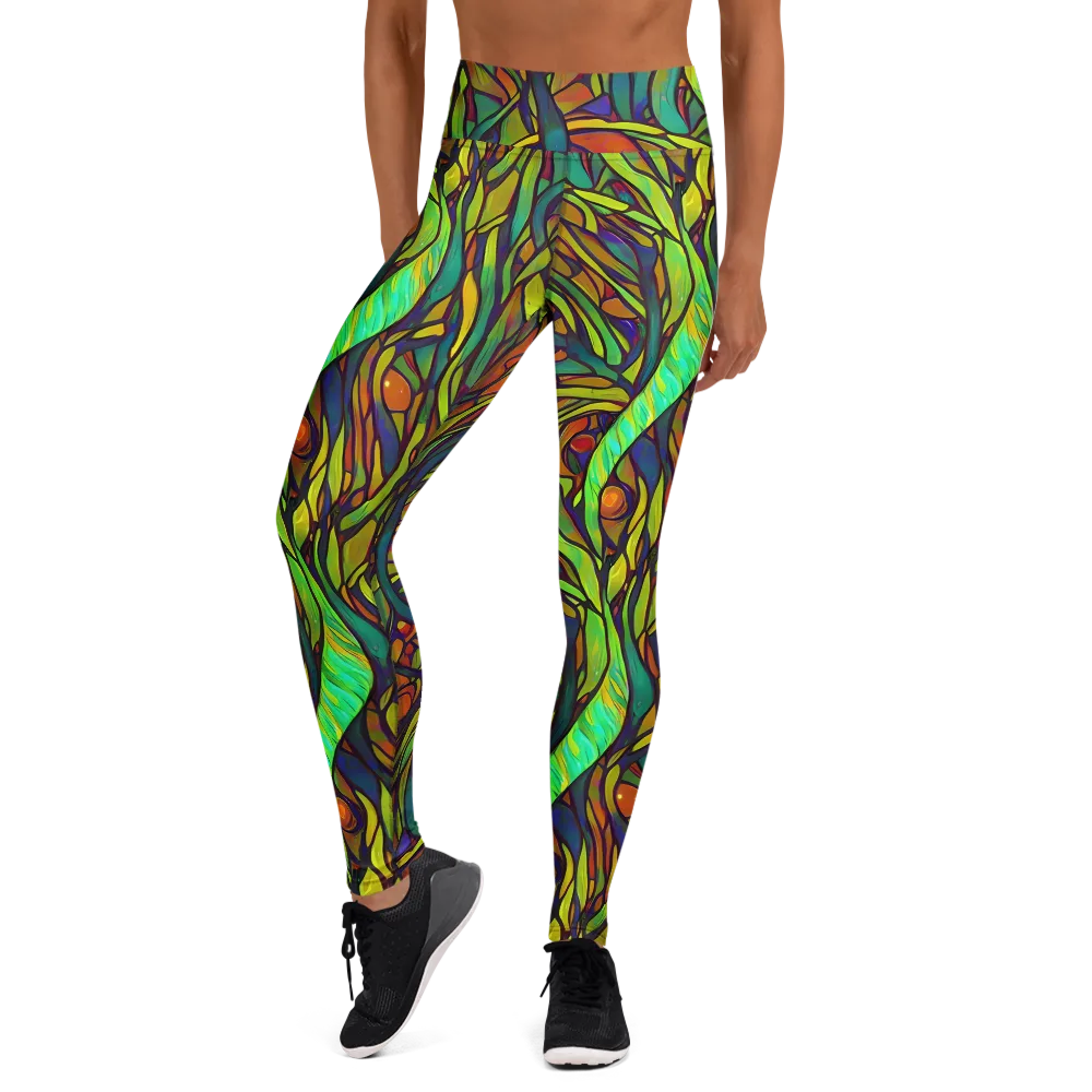 Cosmic Garden on Yoga Leggings — Front