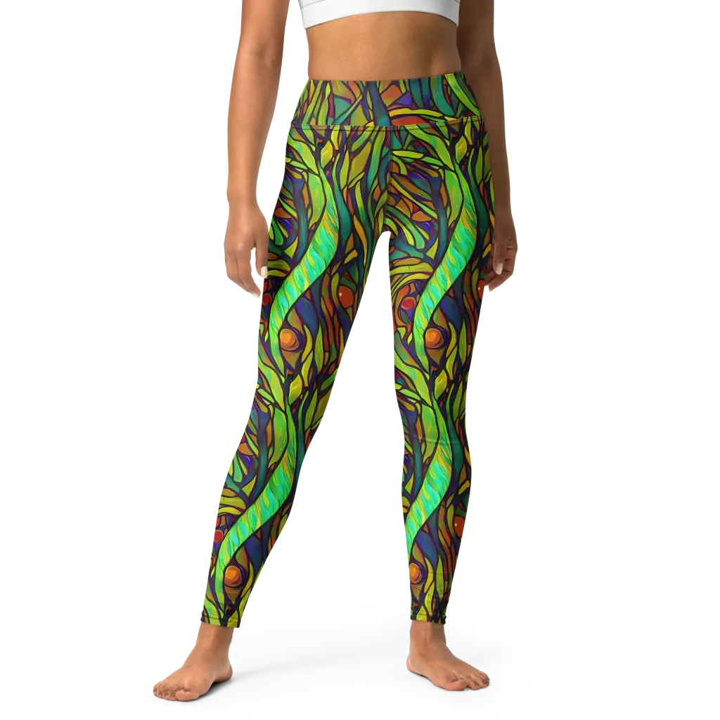 Cosmic Garden on Yoga Leggings — Front
